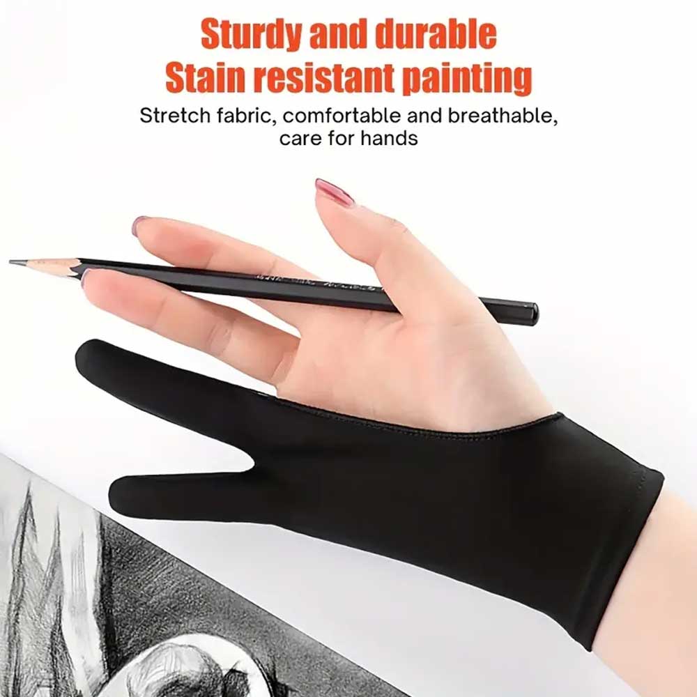 Anti Smudge Twofinger Anti Touch Drawing Gloves Ahbab Art Store