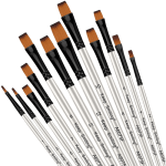 Artist Flat Brush Paint 12 pcs  for Water & Acrylic & Oil color paint