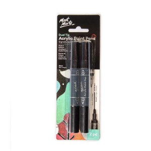 Dual Tip Acrylic Paint Pens Black 2pc