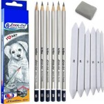 Artline Set of 6 Sketch Pencils + Blending/Smudging Stumps Set