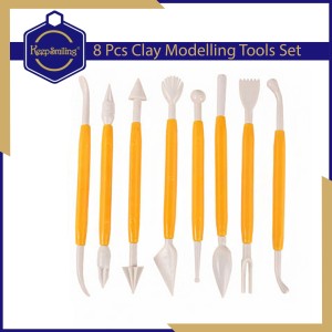 Keep Smiling 8pcs (Yellow) Clay Sculpting Tools Set Pottery Carving Ceramic Modelling, Cake, Chocolate & Clay Carving