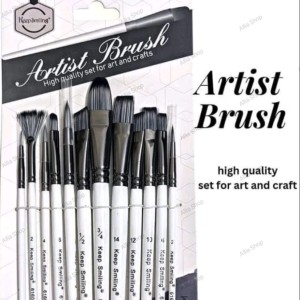 Keep Smiling Silver Body White Artist Brush 12pcs Set Mix