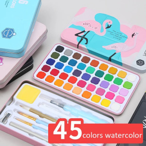 Keep Smiling 45 Colors Solid Watercolor Paint Set for Drawing Pigment