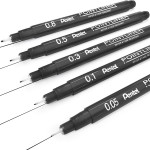 Pentel S20P Pointliner Pigment Liner Technical Drawing Fineliner Pen - 0.5mm - Black