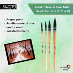 BRUSTRO Artists Natural Hair MOP Brush Set of 4 (0, 2, 4, 8)