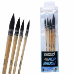 BRUSTRO Artists Natural Hair MOP Brush Set of 4 (0, 2, 4, 8)