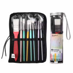 Giorgione 8pcs Synthetic Hair Aluminum Ferrule Paintbrushes Set With PVC Bucket Wooden Handle Canvas Bag