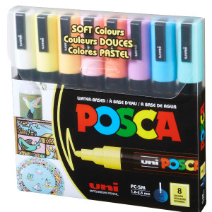 POSCA PC-5M, Soft Colors Water-Based Paint Markers (8 Pack)